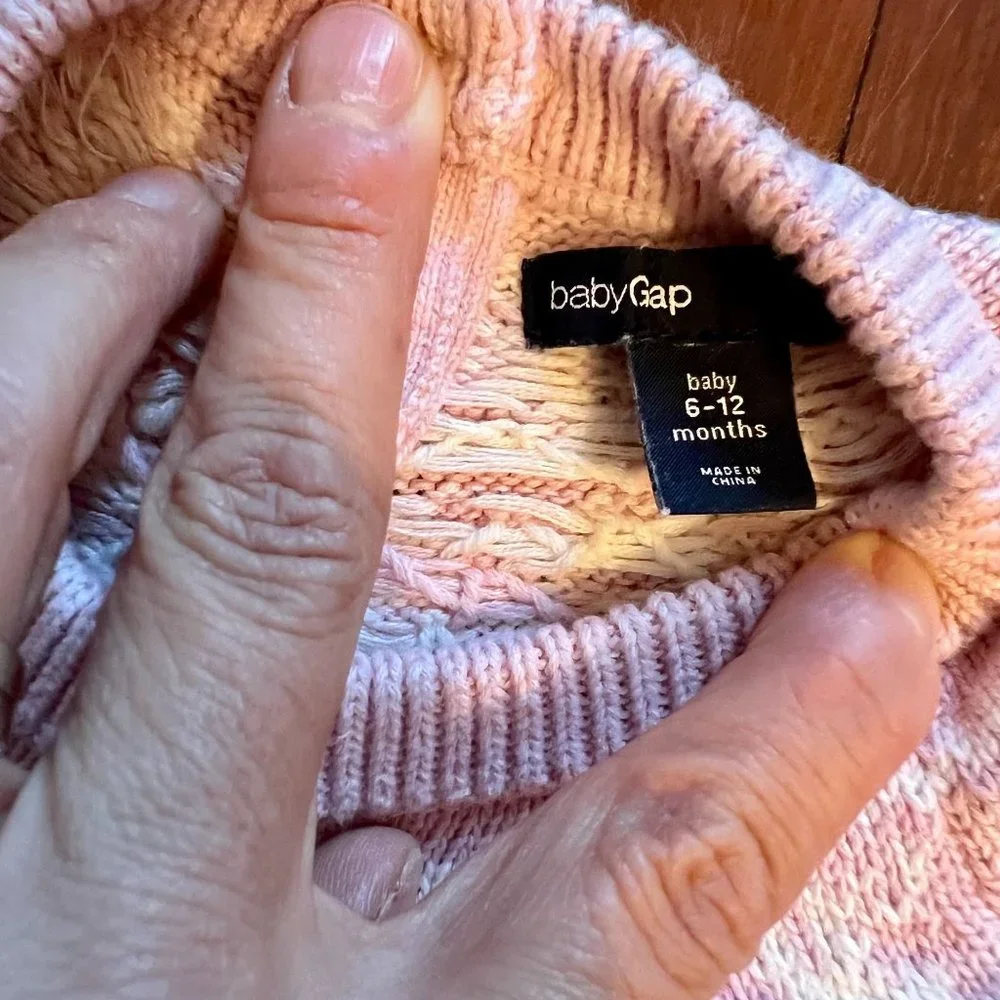 Baby Gap Pink Reindeer Long Sleeve Knit Sweater Baby Size 6-12 Months 6-12M - Picture 3 of 7